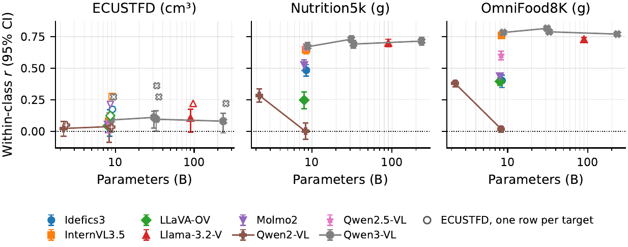 Within-class correlation against model size